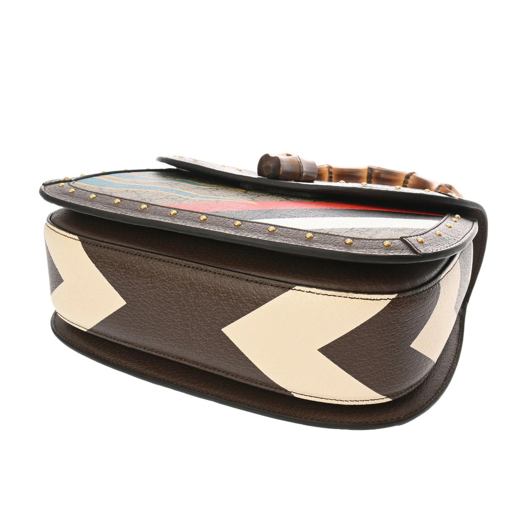 Gucci Beige Leather 2way Bamboo Multicolor Bag GG Handbag Supreme - Picture 5 of 9